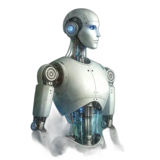 robot, concept art, 3d render, cyberpunk transparent PNG cut-out