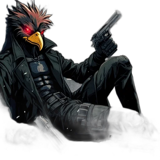 jacket, weapon, concept art, cyberpunk transparent PNG cut-out