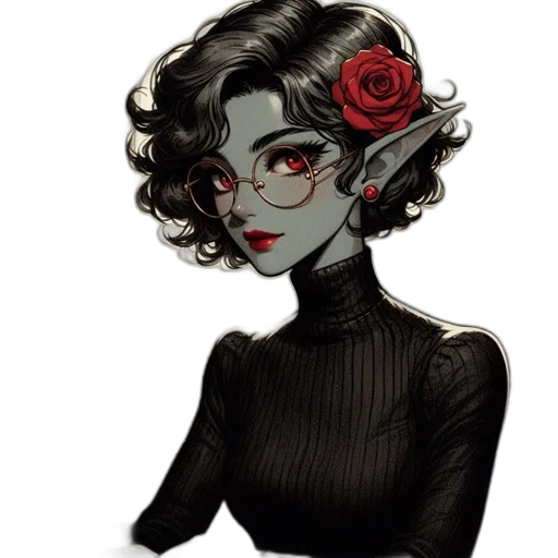 dress, staff, flower, mask transparent PNG cut-out