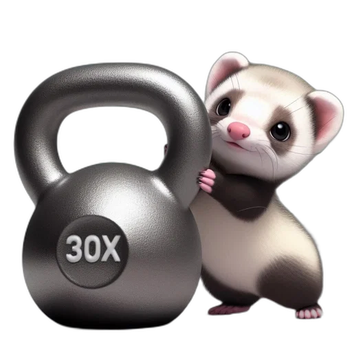 3d render, photorealistic, animated, ferret transparent PNG cut-out