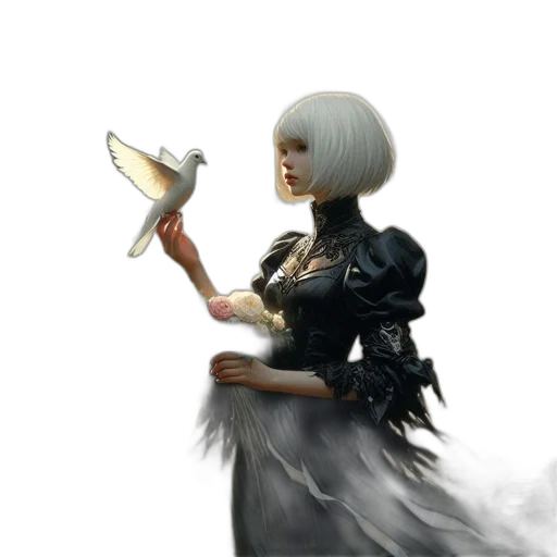 hair, staff, weapon, mask transparent PNG cut-out