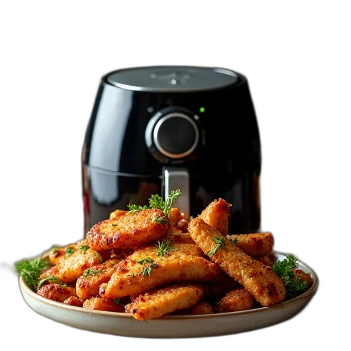 food, robot, 3d render, complete transparent PNG cut-out