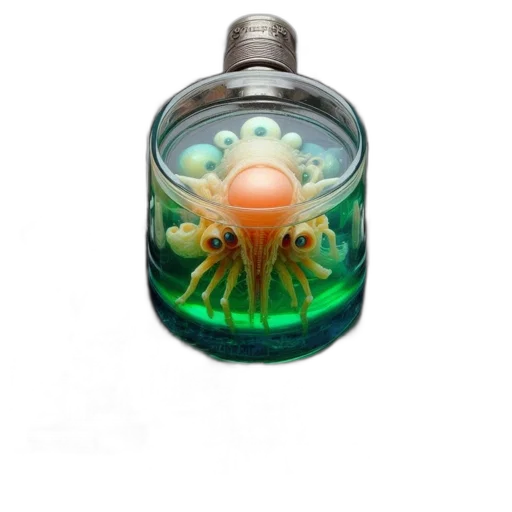 bottle, jewelry, creature, mask transparent PNG cut-out