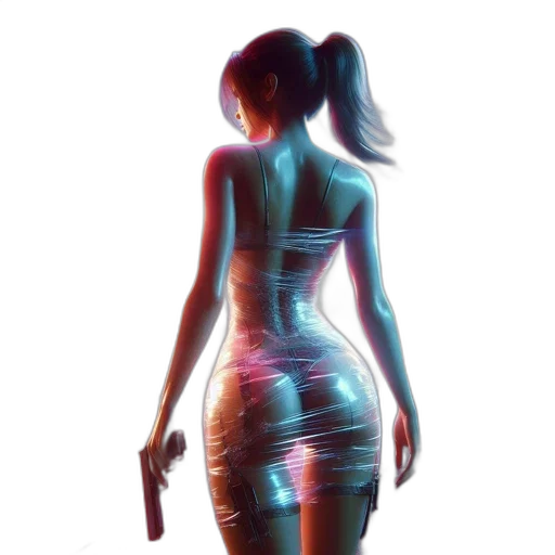 dress, weapon, jacket, cyberpunk transparent PNG cut-out