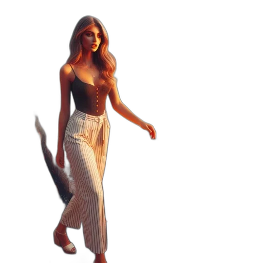 dress, creature, staff, 3d render transparent PNG cut-out