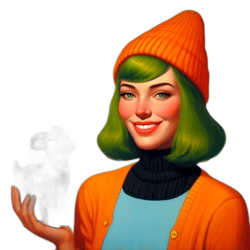 hat, face, staff, jacket transparent PNG cut-out