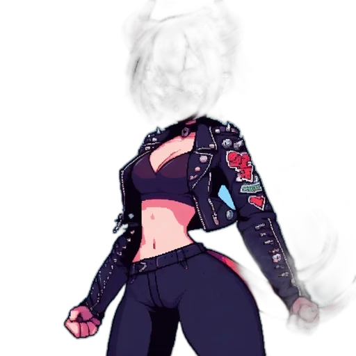 jacket, hair, robot, staff transparent PNG cut-out