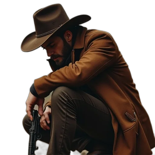 jacket, hat, weapon, concept art transparent PNG cut-out