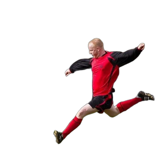 soccer, player, red, kicks transparent PNG cut-out