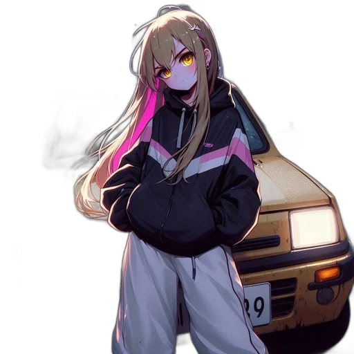 jacket, car, staff, weapon transparent PNG cut-out