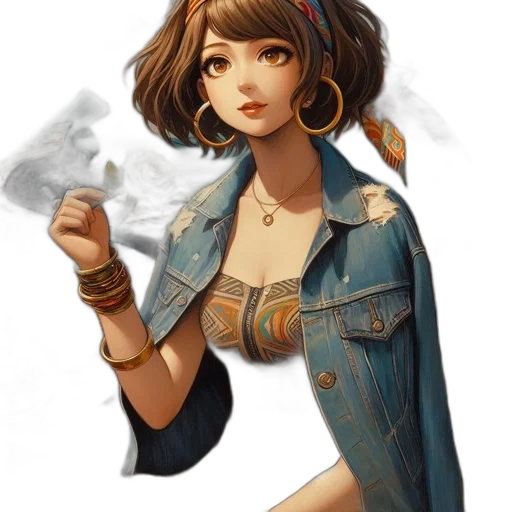 jewelry, jacket, dress, fantasy art transparent PNG cut-out