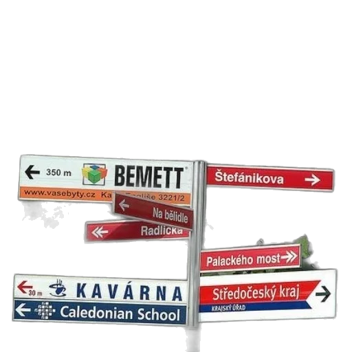3d render, sign, post, multiple transparent PNG cut-out
