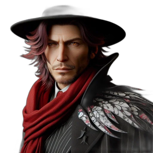 hat, jacket, staff, face transparent PNG cut-out