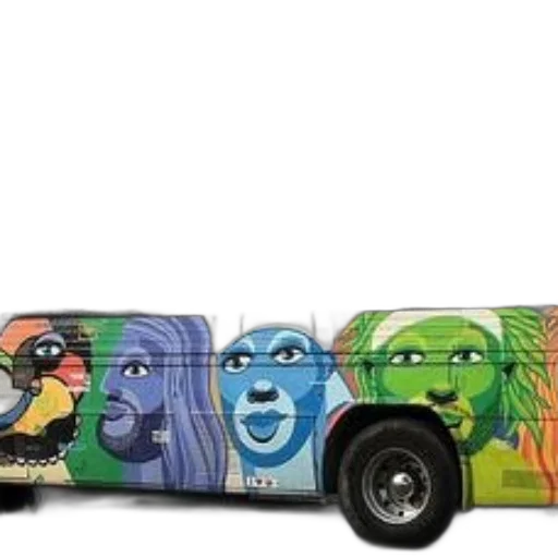 concept art, cartoon, colorful, bus transparent PNG cut-out