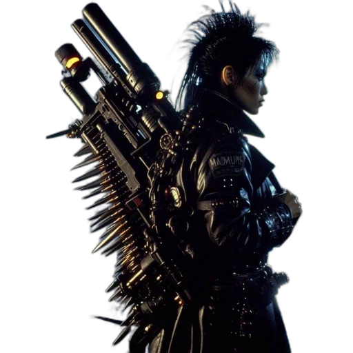 weapon, jacket, cyberpunk, concept art transparent PNG cut-out
