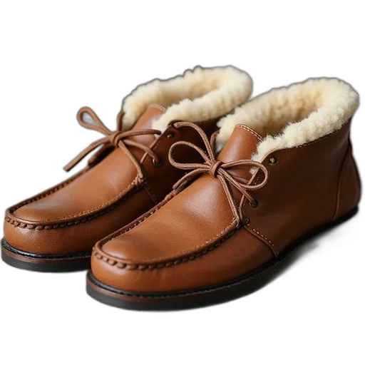 shoes, men, sheepskin, moc transparent PNG cut-out