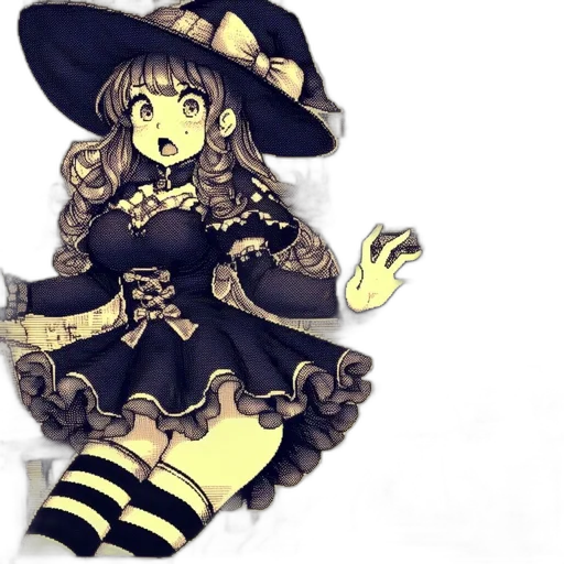hat, dress, staff, creature transparent PNG cut-out