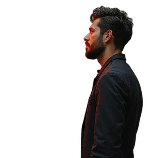 jacket, staff, face, hair transparent PNG cut-out