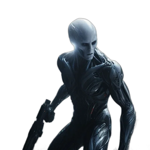robot, creature, staff, weapon transparent PNG cut-out