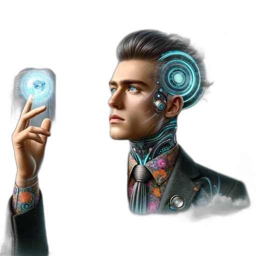 robot, face, jacket, concept art transparent PNG cut-out