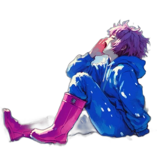 jacket, creature, watercolor, vaporwave transparent PNG cut-out