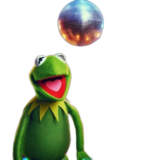 3d render, kermit, frog, stands transparent PNG cut-out