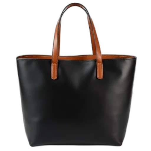 essential, black, leather, tote transparent PNG cut-out