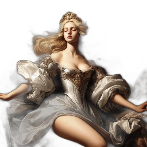 dress, crown, jewelry, fantasy art transparent PNG cut-out