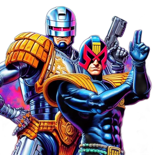 robot, comic book art, concept art, vaporwave transparent PNG cut-out