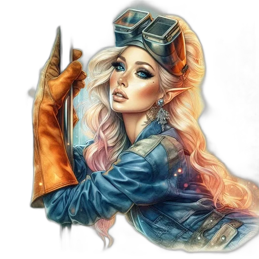jacket, staff, face, jewelry transparent PNG cut-out
