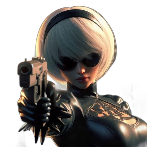 weapon, robot, face, staff transparent PNG cut-out