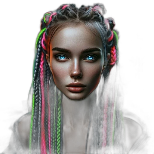 hair, face, jewelry, robot transparent PNG cut-out