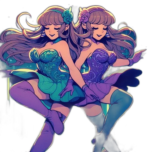 dress, concept art, anime, vaporwave transparent PNG cut-out