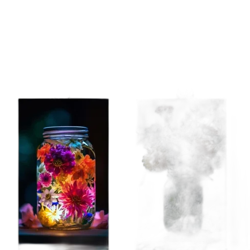 bottle, flower, dress, creature transparent PNG cut-out