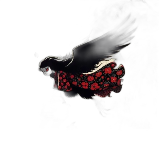 dragon, dress, hair, flower transparent PNG cut-out