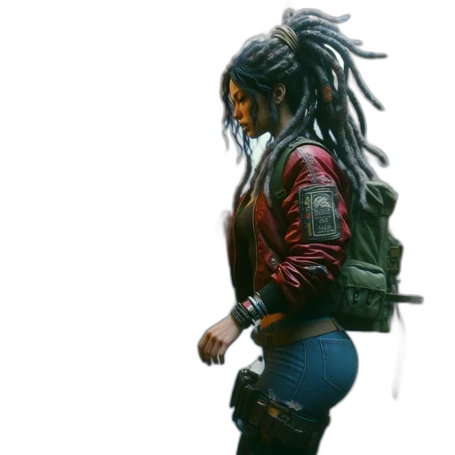 jacket, hair, weapon, cyberpunk transparent PNG cut-out