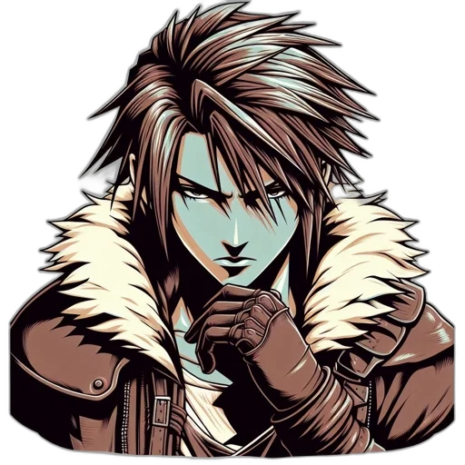 jacket, face, comic book art, pixel art transparent PNG cut-out