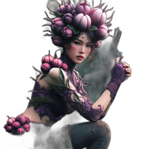 crown, flower, creature, fantasy art transparent PNG cut-out