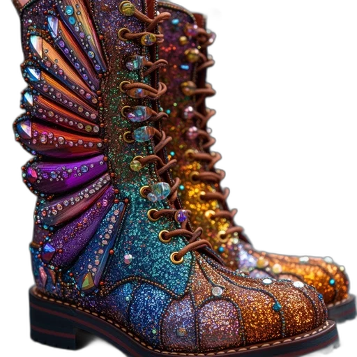shoes, brightly, colored, glittery transparent PNG cut-out