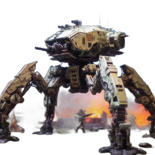 robot, weapon, concept art, 3d render transparent PNG cut-out