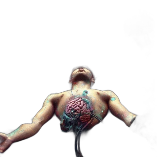creature, robot, hair, cyberpunk transparent PNG cut-out
