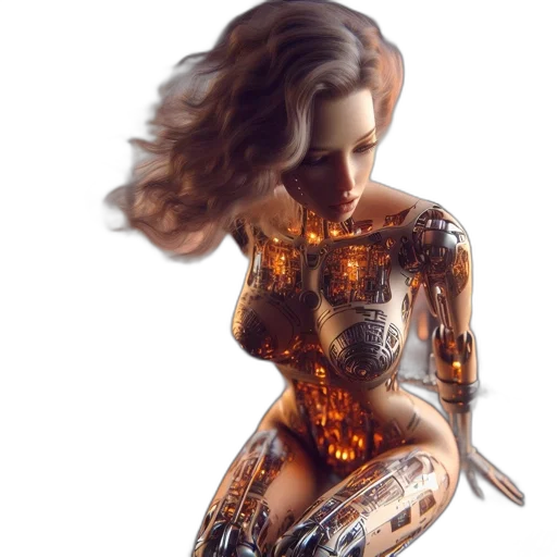robot, dress, 3d render, concept art transparent PNG cut-out