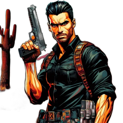 comic book art, concept art, pixel art, cyberpunk transparent PNG cut-out