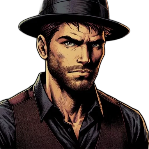 hat, face, comic book art, concept art transparent PNG cut-out