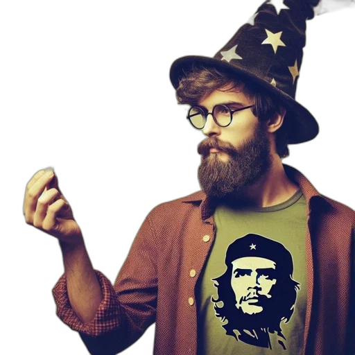 hat, staff, jacket, face transparent PNG cut-out