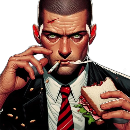 face, food, comic book art, concept art transparent PNG cut-out