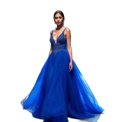 dress, blue, aana, ramp transparent PNG cut-out