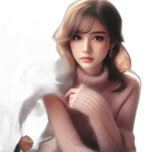 dress, face, photorealistic, oil painting transparent PNG cut-out
