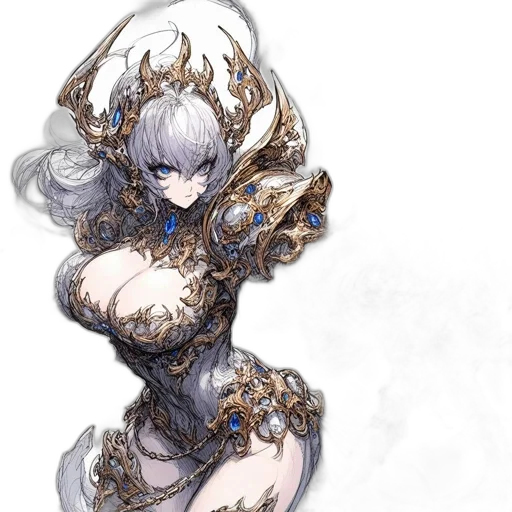 dress, crown, jewelry, staff transparent PNG cut-out