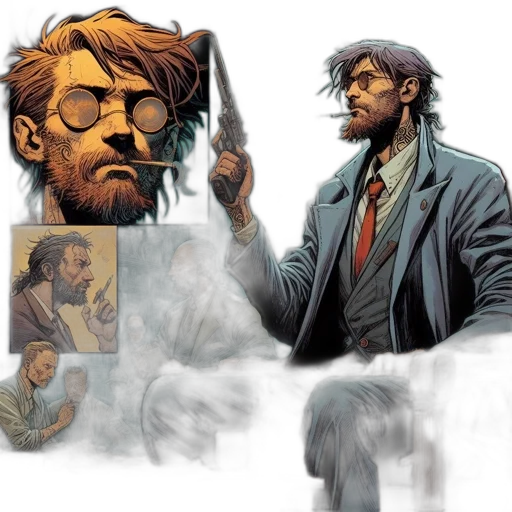 comic book art, concept art, pixel art, watercolor transparent PNG cut-out